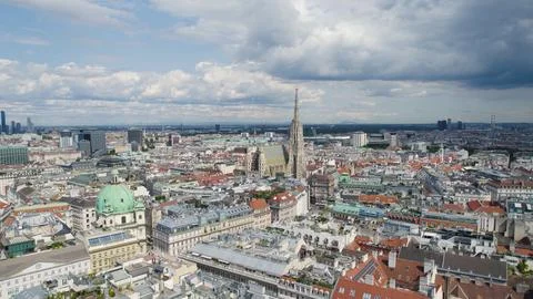 Distant Aerial View of St Stephens Cathedral Vienna Austria Stock Photos