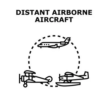 Distant airborne aircraft flight path icon vector Illustration