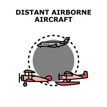 Distant airborne aircraft flight path icon vector Stock Illustration