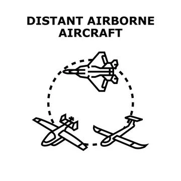 Distant airborne aircraft flight paths concept Stock Illustration