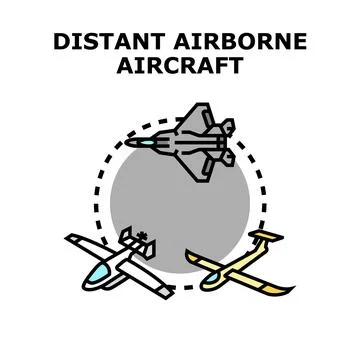 Distant airborne aircraft flight paths concept Stock Illustration
