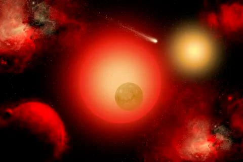 A distant binary star system located within The Milky Way. Illustrazione stock