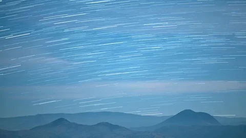 Distant Blue Hills Star Trails Night Time Lapse Stock Footage 81887392