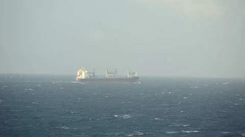 Distant cargo ship Stock Footage 37905288