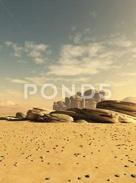 Distant Desert Town Stock Illustration