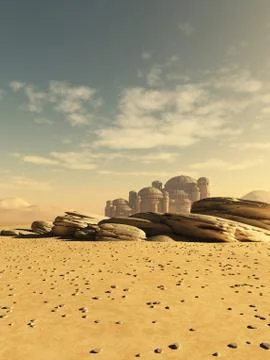 Distant Desert Town Stock Illustration