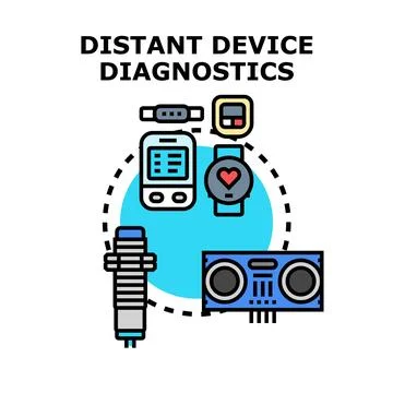 Distant device diagnostics presenting remote technology concept Illustrazione stock