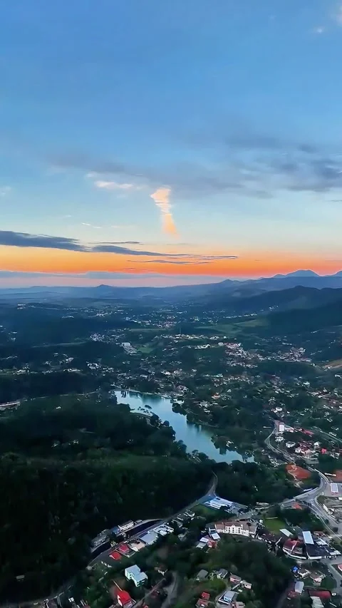Distant Drone View of Javary Lake, Miguel Pereira, Brazil Stock-Footage 308674772