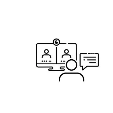 Distant education, work from home, online cources, video seminar, webinars ic Illustrazione stock
