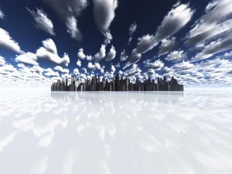 Distant fantasy city Stock Illustration