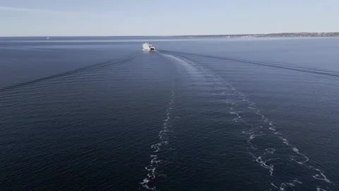 Distant ferry leaving wake Baltic Sea Видео 332307561