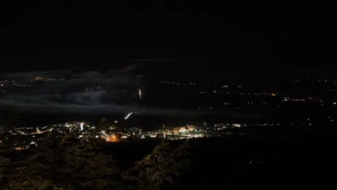 Distant Fireworks Exploding Over Attigliano at Night Vídeos de archivo 347767909