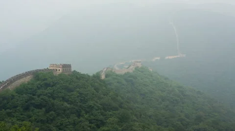Distant Great Wall of China Stock Footage 55540754