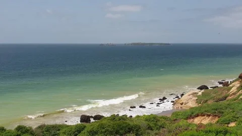 Distant island of Iles de la Madeleine in Africa, high angle Видео 277535875