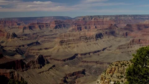 Distant landscape of deep rock canyons and desert peaks Stock Footage 329761783