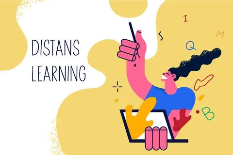 Distant learning and remote job concept Stock Illustration