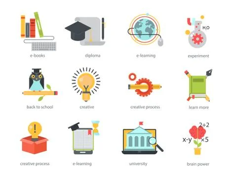 Distant learning flat design online education video tutorials staff training Stock Illustration
