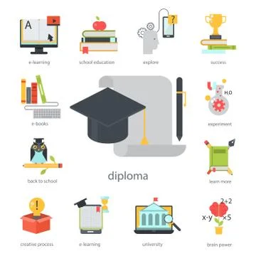 Distant learning flat design online education video tutorials staff training Stock Illustration