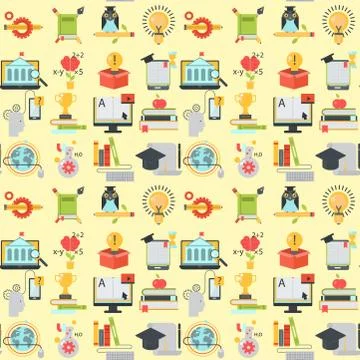 Distant learning seamless pattern background online education video tutorials Stockillustratie