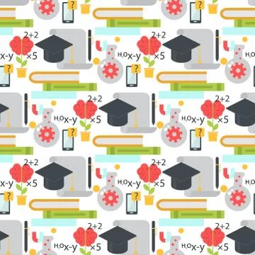 Distant learning seamless pattern background online education video tutorials Stock-Illustration