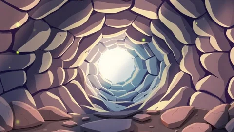 Distant Light Tunnel: Gentle Animated Scene - Cave Background View Stock Footage 307474933