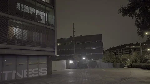 Distant lightning over residential buildings at night Stock-Footage 320539229