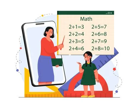 Distant math lesson vector concept Illustrazione stock