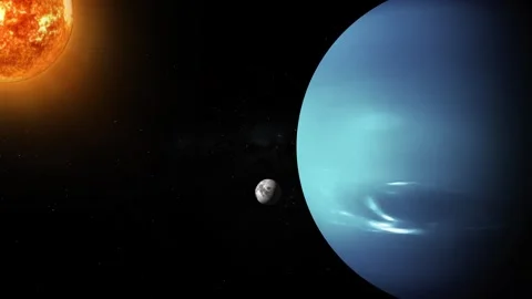 Distant Neptune Planet in Starry Space Galaxy Stock Footage 317863129