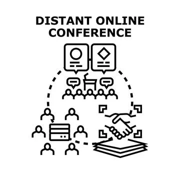 Distant online conference connecting remote people for virtual meeting Stock Illustration