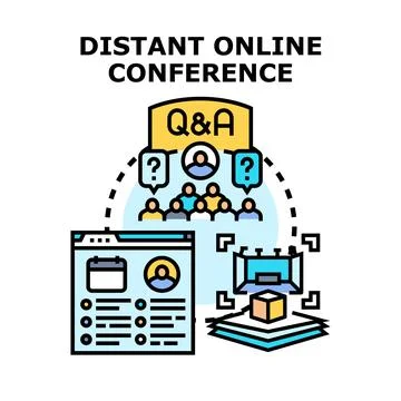Distant online conference event with virtual audience Stock Illustration