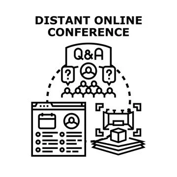 Distant online conference event with virtual audience Stock Illustration