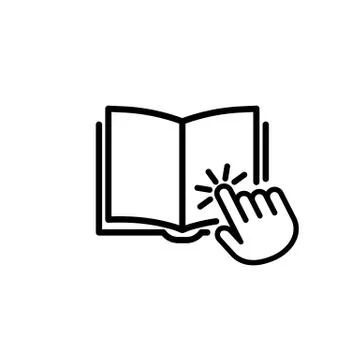 Distant online courses. User manual book with cursor. Internet education. E-l Stock Illustration
