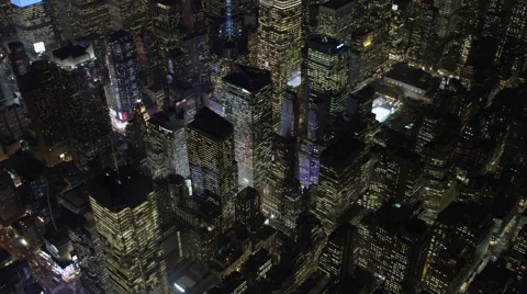 Distant orbit of Times Square at night. Shot in November 2011. Stock Footage 59171741