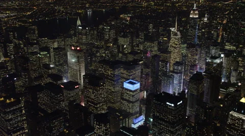 Distant orbit of Times Square at night. Shot in November 2011. Stock Footage 59171763