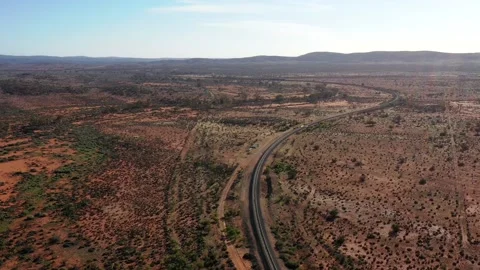 Distant passenger train on outback desert plains around Broken Hill in 4k. Stock Footage 168106830
