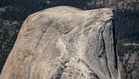 Distant People Climbing Half Dome In Yosemite Stock Photos