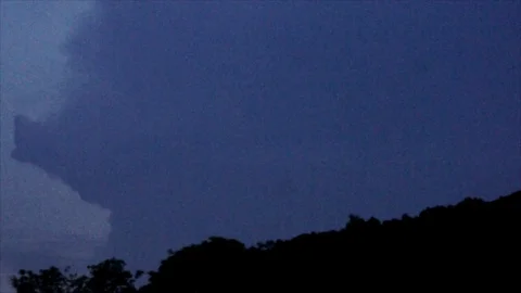 Distant Pink Lightning Forks in Dark Sky Stock Footage 112682178