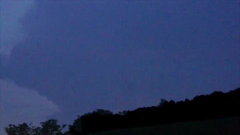 Distant Pink Lightning Forks in Dark Sky Stock Footage 112682203