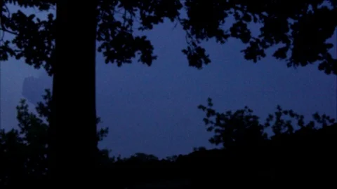 Distant Pink Lightning Forks in Dark Sky Stock Footage 112694327