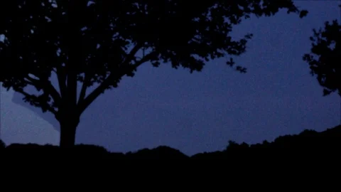 Distant Pink Lightning Forks in Dark Sky Stock Footage 112694459