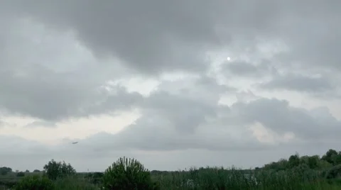 Distant plane taking of with cloudy sky Video stock 53006201