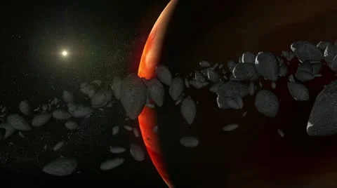Distant Planet with Asteroids 스톡 동영상 22179169