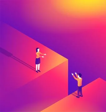 Distant romantic relationship in isometric style Stock Illustration