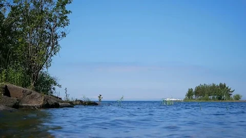 Distant ship on a water horizon Stock Footage 82702139