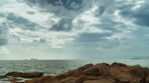 Distant Ships Passing - 2K 30fps Stock Footage 322211238