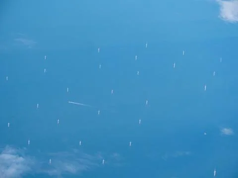 A distant off-shore as seen from the sky Stock Photos