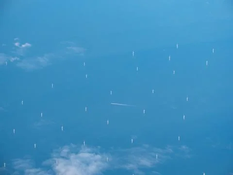 A distant off-shore as seen from the sky Stock Photos
