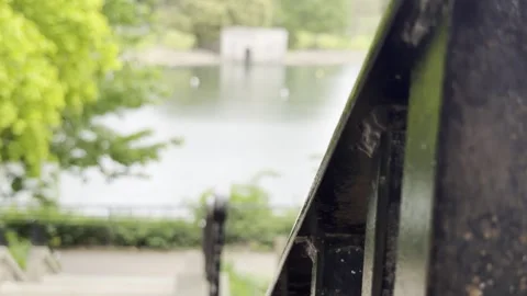 Distant stone boathouse behind stairs 4K Vídeos de archivo 334759908