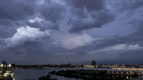 Distant Summer Evening Storm From Baltimore Timelapse Video stock 157229431