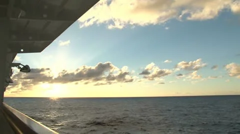 Distant sunset captured from a cruiseliner Stock Footage 11202192